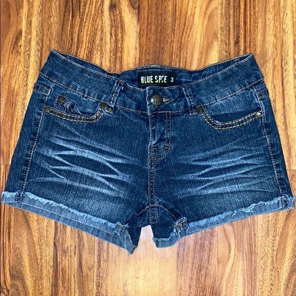 Blue Spice Distressed Denim Shorts - Picture 1 of 3